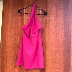 Hot pink halter mini dress